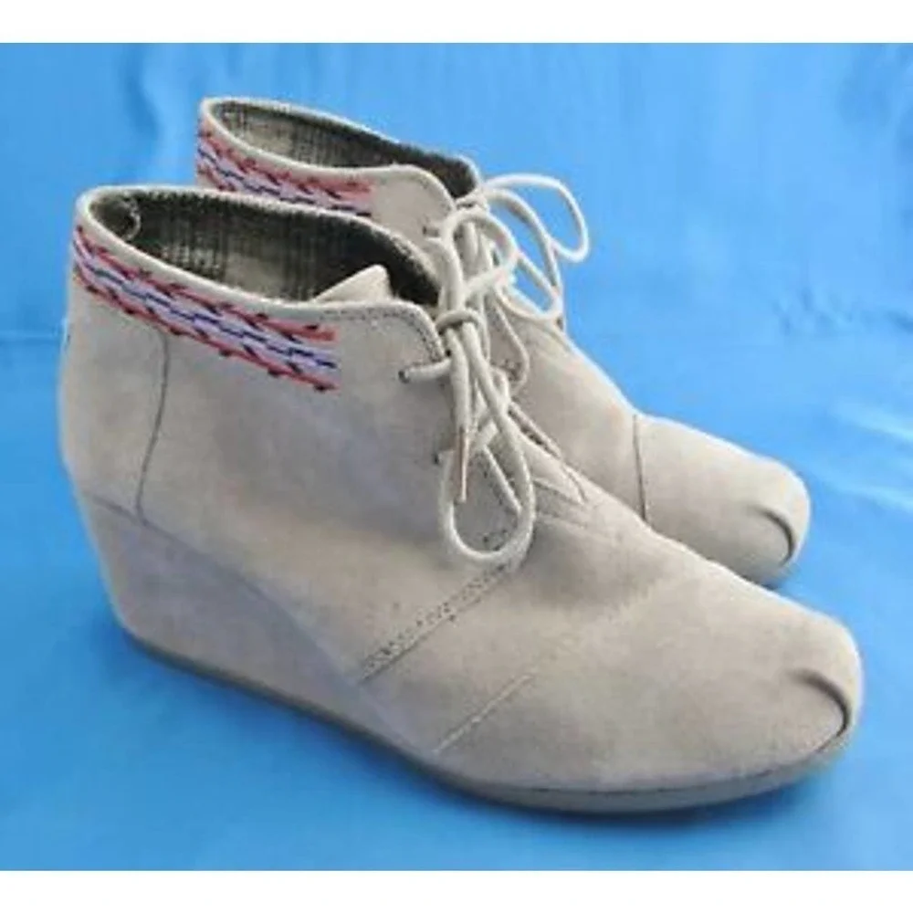 Toms Desert Wedge Boot Aztec Gray 9